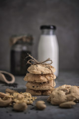 freshly baked cookies on rustic wooden table