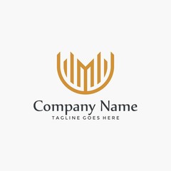 Abstract letter M logo, luxury, golden logo