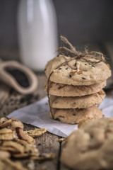 freshly baked cookies on rustic wooden table