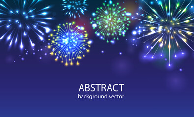  Fireworks on twilight background vector. Firework new year holiday celebration.Vector background.