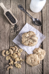 freshly baked cookies on rustic wooden table