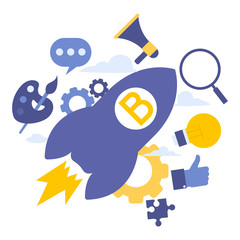 Vector creative illustration of Brand Development. Branding technology concept. Elements  for graphic and web design.