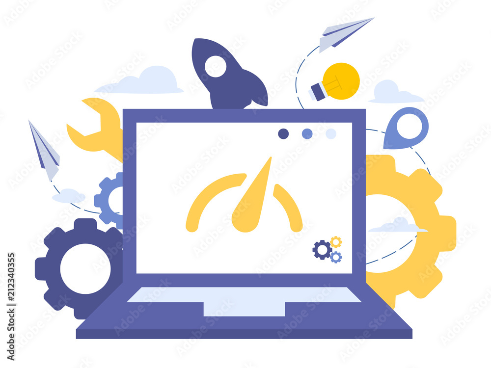 Wall mural vector creative illustration of web optimization. elements for graphic and web design