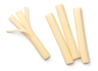 Foto op Canvas String Cheese Isolated on White Background © Jacek Fulawka