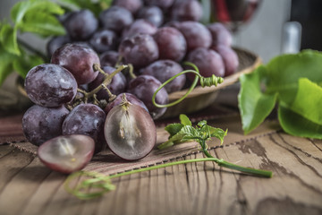 Healthy fruits Red grapes in the vineyard,