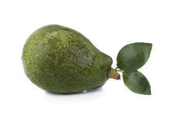 Avocado with leaf isolated on white