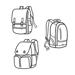 school bag outline, vector illustrations