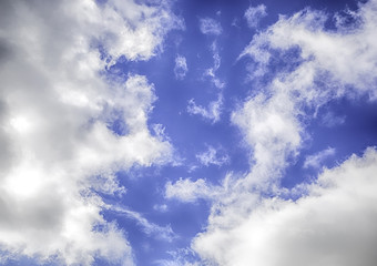 Blue sky with white clouds.