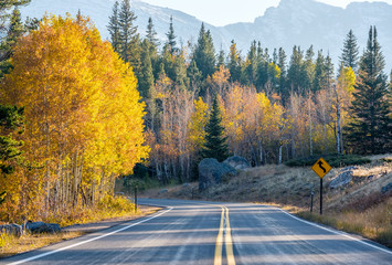 Highway at autumn in Colorado, USA.