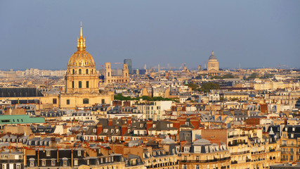 Paris cityscape: Les Invalides and Pantheon, France