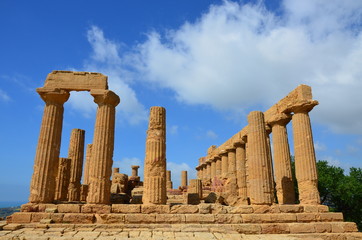 Fototapeta na wymiar Ancient Greek Temple of Juno God, Agrigento, Sicily, Italy