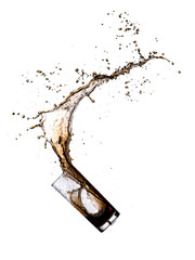Cola splashing from glass isolated on white background