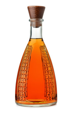 Front View Of Full Unlabeled Cognac Bottle