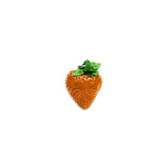 Strawberry Top view One gold strawberry is lying on a white background Photo template with copy space