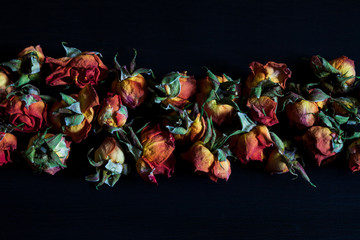 Dried red roses.