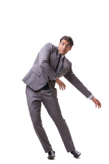 Young puppet businessman isolated on white background