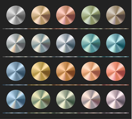 Gradients set template, metallic texture, radial glossy background, vector illustration. © artyway