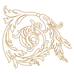 Golden vintage baroque ornament, corner. Retro pattern antique style acanthus. Decorative design element filigree calligraphy vector. - stock vector