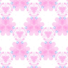 Symmetric kaleidoscopic vintage fashion decor. Abstract pastel pink color watercolor painting background. Artistic acrylic pretty texture. Art pattern for graphic design and print production. 