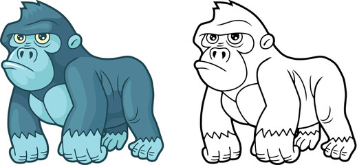 cartoon cute little gorilla, design funny illustration