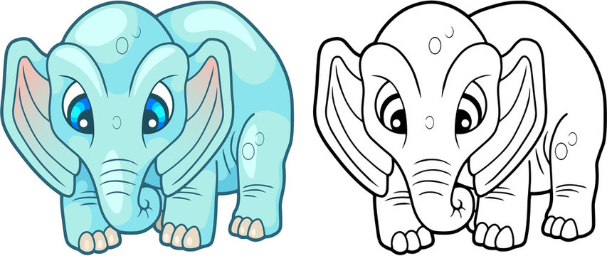 cartoon cute little elephant, design funny illustration
