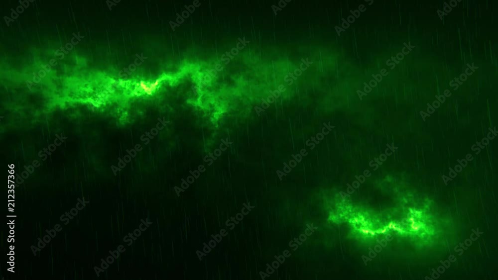 Wall mural Green Sci-Fi Sky Clouds with Falling Rain Loopable Background