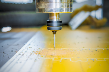 Closeup of a spindle at high speed. Close-up.