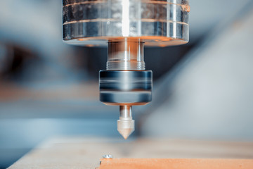 Closeup of a spindle with a milling cutter.