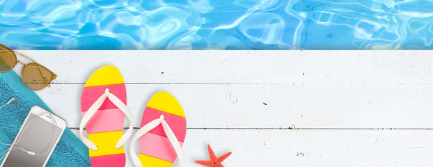 holiday season at the pool - background, banner