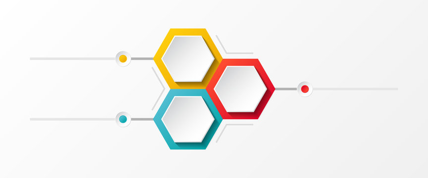 Empty layout with hexagons - concept of infograph. Vector.