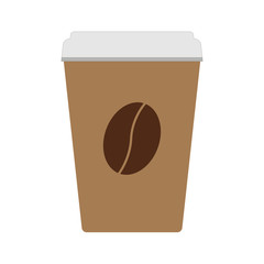 Paper coffee cup with lid. Vector.