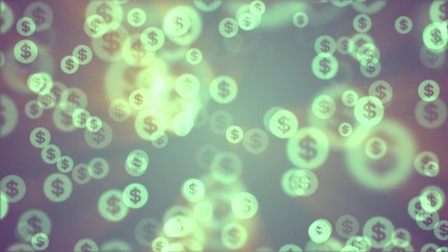 shiny dollar sign random float animation background new quality retro vintage numbers letters finance joyful video footage