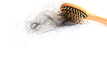 Hair loss, hair fall everyday serious problem, on white background.