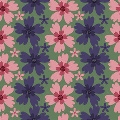 Seamless pattern with cute florals