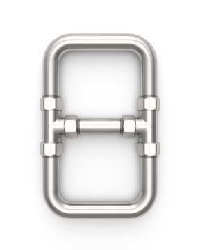 Alphabet made of Metal pipe, number 8. 3D illustration