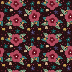 Seamless pattern with cute florals