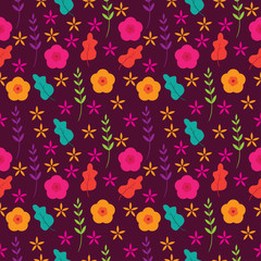 Seamless pattern with cute florals