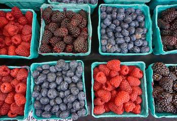 organic berries for sale at a local farmer's market in Astoria, Oregon