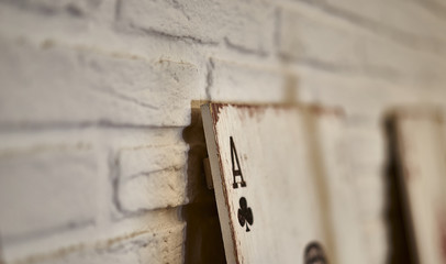 Wooden playing cards aces for decoration