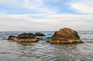 Seascape during the sunset in the Odesa of Ukraine