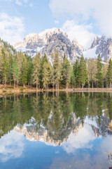 Fototapeta na wymiar Mountains Lakes and Nature in the Dolomites, Italy