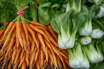 Organic vegetables at a local famer's market in Astoria, Oregon © westwindgraphics