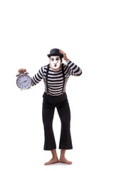 Mime in time management concept isolated on white background 