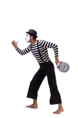 Mime in time management concept isolated on white background 
