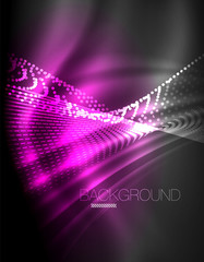 Obraz premium Smooth light effect, straight lines on glowing shiny neon dark background. Energy technology idea