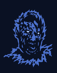 Frenzy zombie head. Vector illustration
