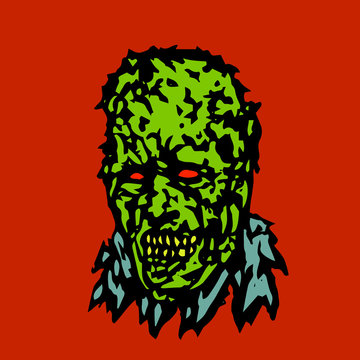 Anger head of zombie. Vector illustration.