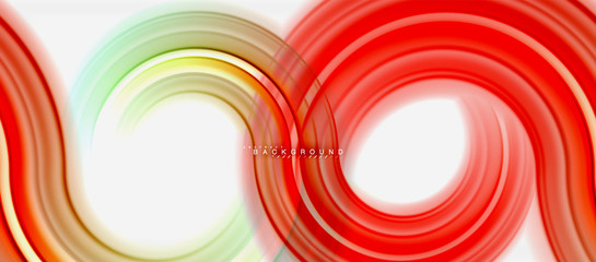 Rainbow fluid color line abstract background - swirl and circles, twisted liquid colours design, colorful marble or plastic wavy texture backdrop, multicolored template for business or technology