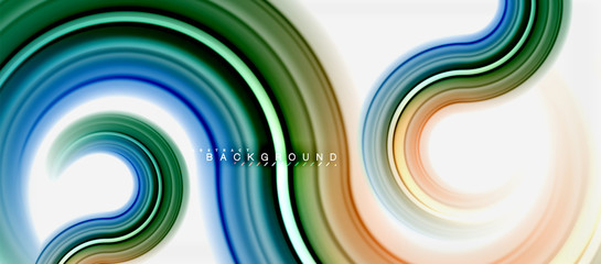 Rainbow fluid color line abstract background - swirl and circles, twisted liquid colours design, colorful marble or plastic wavy texture backdrop, multicolored template for business or technology