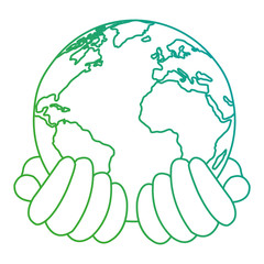 hands lifting world planet earth ecology vector illustration design
